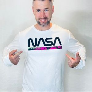 Men’s Women’s NASA Long Sleeve Shirt White Size XL